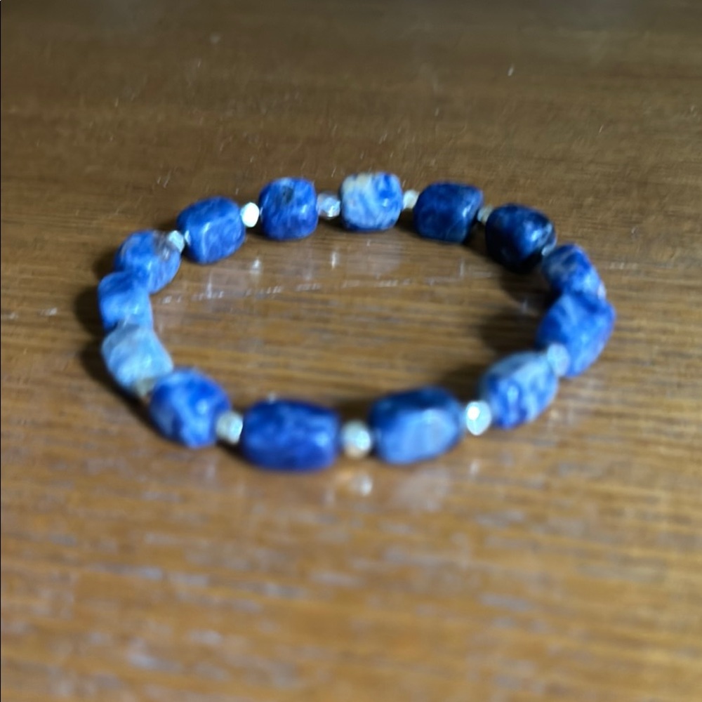 Sodalite Intuition Blue Gemstone Beaded Bracelet - Picture 9 of 13